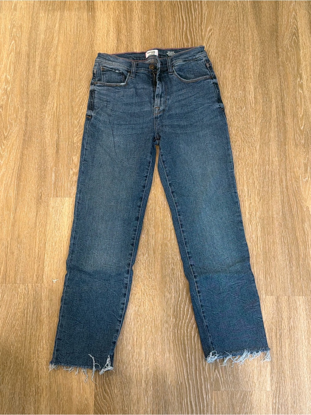 Straight Leg Women's Jeans - Dark Blue